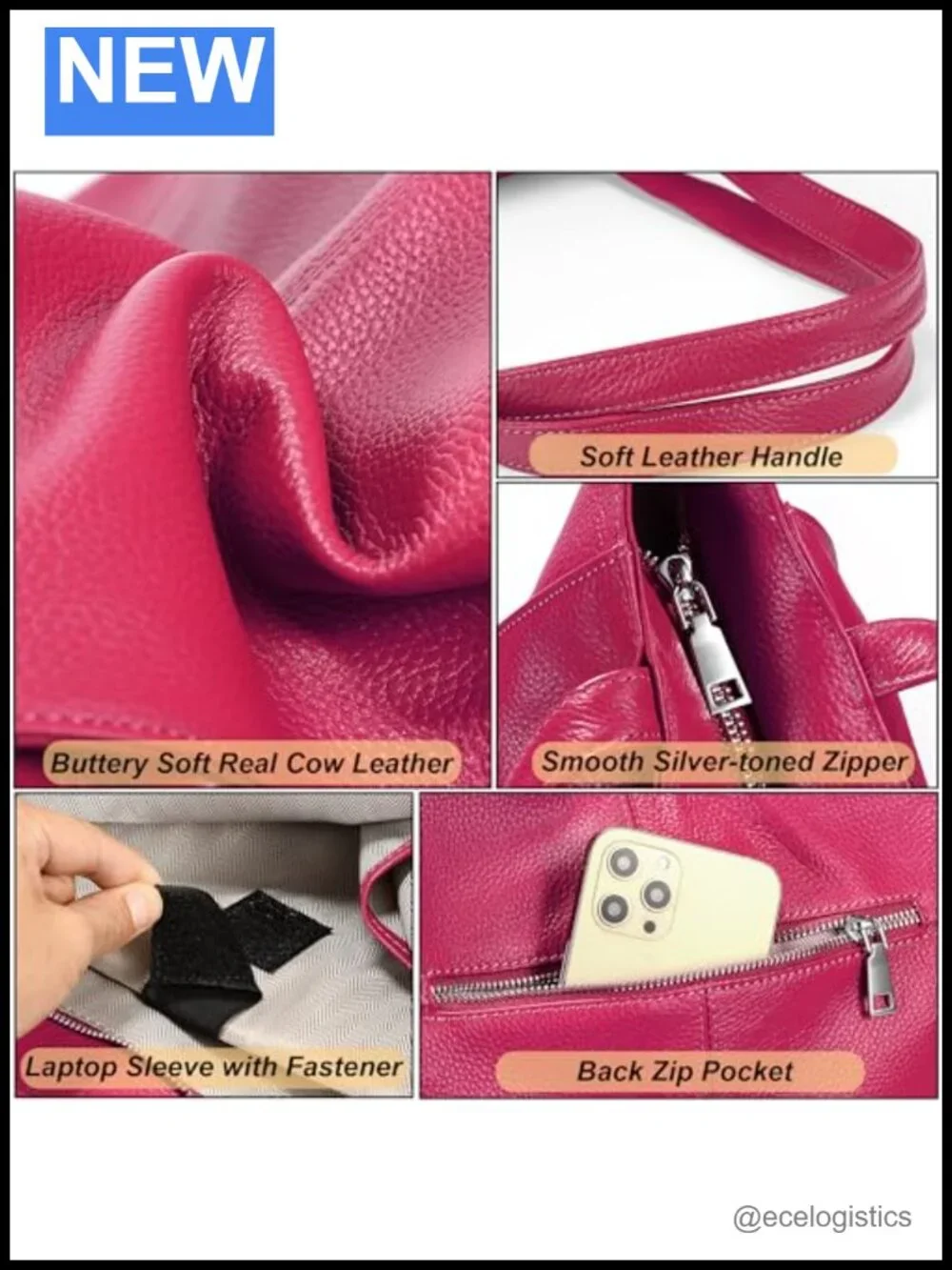 Women's Real Leather Large Tote Handbag Shoulder Bag Laptop